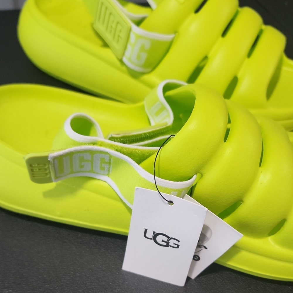 UGG Kids Neon Green Slide Sandals